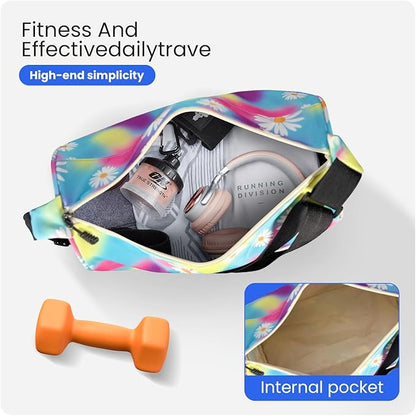C&F BOGMOST Small Gym Bag for Women & Men,Small Lightweight Duffel Bag Carry On Bags Mini Duffel Travel Bag Waterproof Sports Bags for Workout/Sport/Trave,Colorful Flowers