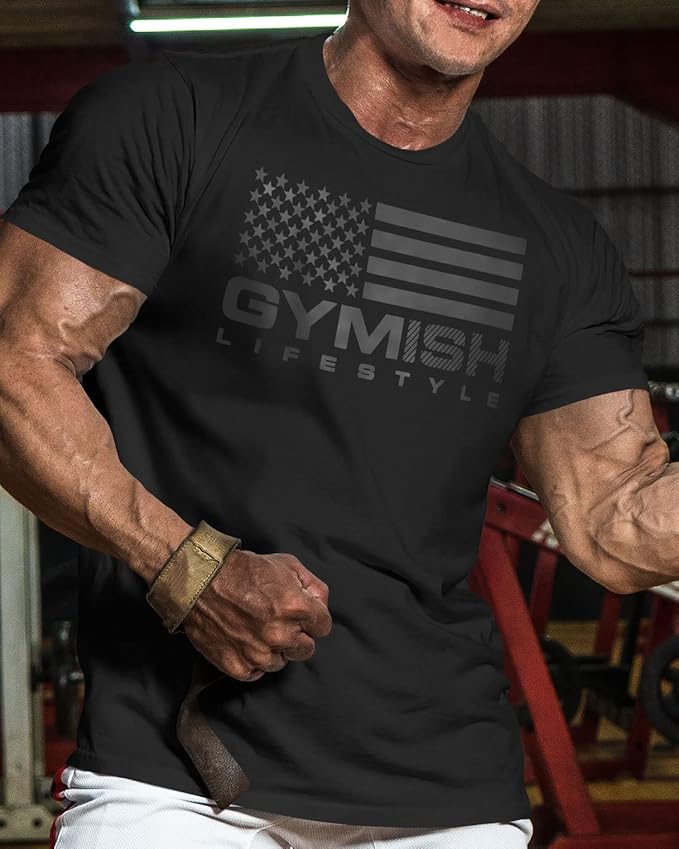 Gymish American Flag Graphic Fitness Tank, Sleeveless Bodybuilding Athletic Tank Top