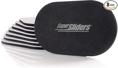 Super Sliders 5-3/4" x 9-1/2" XL Oval Reusable Felt Furniture Sliders for Hard Surfaces, Anti-Slip Protective Furniture Moving Pads for Beds, Sofas, Dressers, Set of 8, Beige