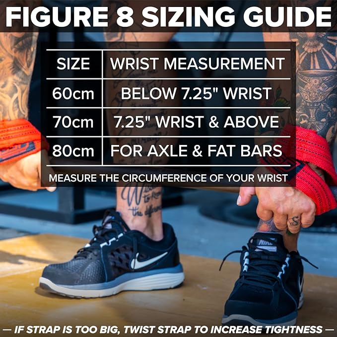 SERIOUS STEEL FITNESS Red Figure 8 Lifting Straps | Deadlift & Strongman Axle Straps - 3 Sizes