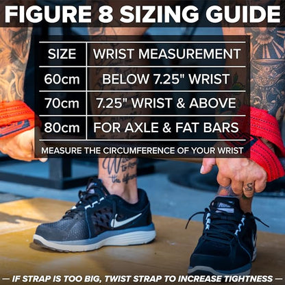 SERIOUS STEEL FITNESS Red Figure 8 Lifting Straps | Deadlift & Strongman Axle Straps - 3 Sizes