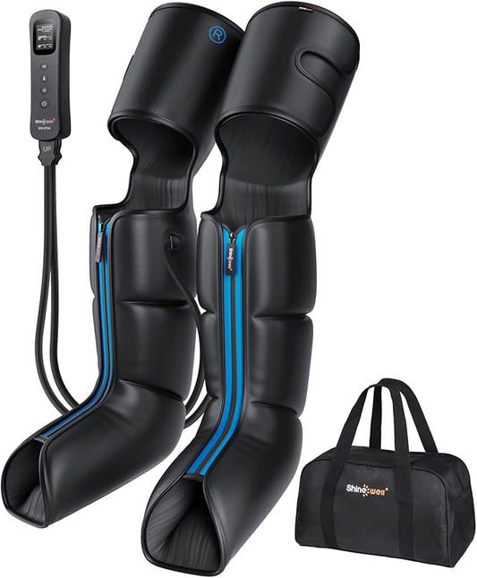 SHINE WELL Leg Compression Massager for Circulation and Pain Relief, Full Leg Massager for Swelling, with 3 Modes 3 Intensities 3 Timing Options, Gift for Dad Mom