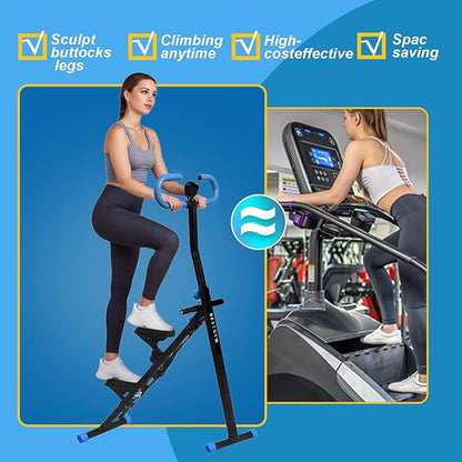Stepper Machine Adjustable Handles, Compact Stepper Exercise Machine with LCD Display for Home Cardio Workout