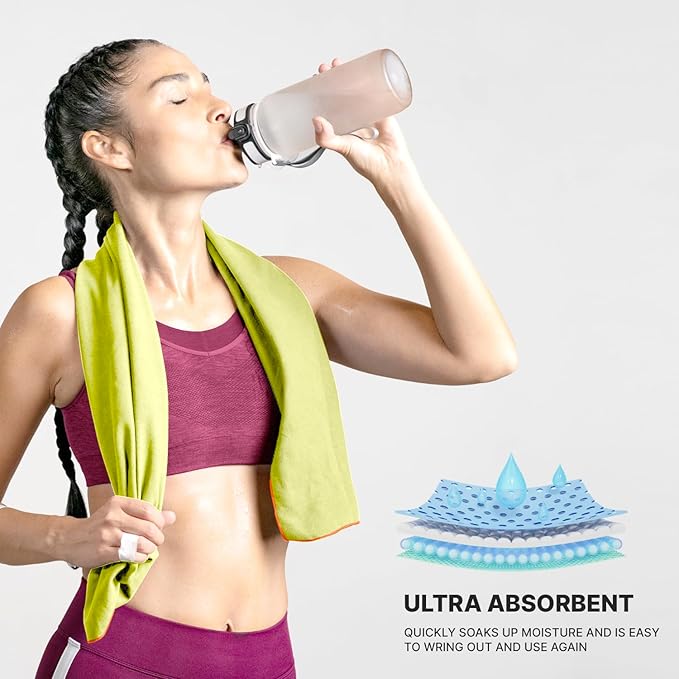 Wet Work Microfiber Medium(40”x20”) Towels for Bathroom, Thin & Lightweight, Super Absorbent, Quick Dry, Ultra-Soft, Lint Free, Compact, Perfect for Gym, Travel, Soft Bath Towels, Quick Drying Towel