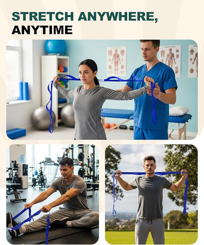 Trideer Stretching Strap for Physical Therapy & Home Rehab, Non-Elastic Yoga Strap for Stretching with Loops for Hamstring, Calf & Back Stretcher Mobility, Hip & Pilates