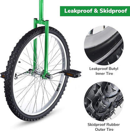 AW 16/18/20/24 Inch Wheel Outdoor Unicycle Adjustable Seat Exercise Bicycle Fit Adults Kids Outdoor Sports Fitness Exercise, for Choice