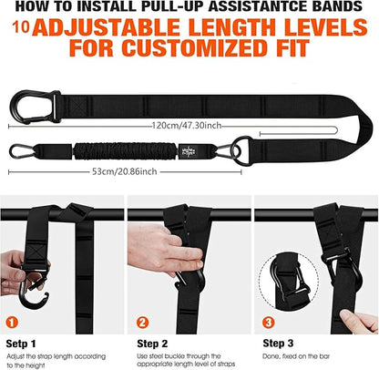 Adjustable Heavy Duty Pull Up Assistance Bands with Fabric Feet and Knee Rest - Pull Up Resistance Bands for Men, Women, and Seniors - Perfect for Dip and Resistance Strength Training Glamflex