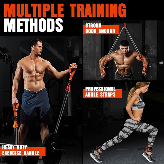 Heavy Resistance Bands for Working Out, 300LBS Exercise Bands with Handles, Workout Bands for Men, Weight Fitness Bands Set for Muscle Training, Strength, Slim, Yoga, Home Gym Equipment