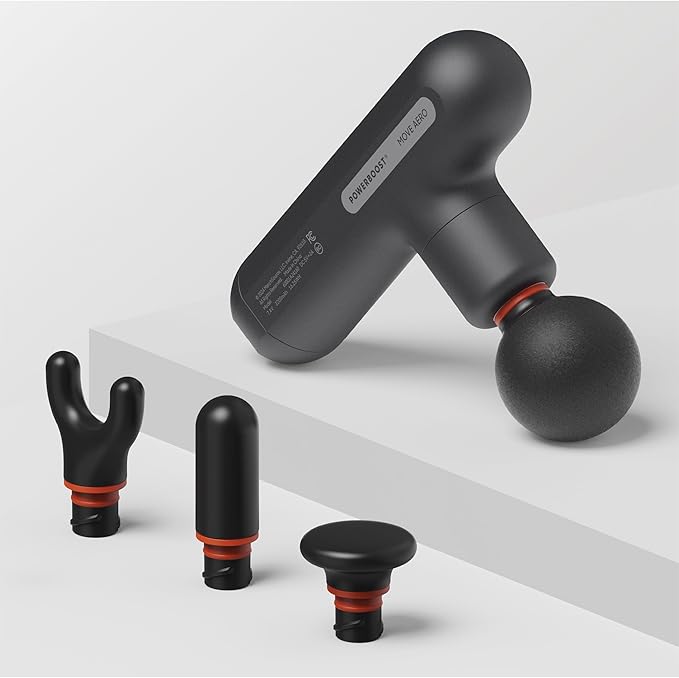 Sharper Image Powerboost Move Aero 3.0 – Mini Percussion Massage Gun| Updated Soft-Touch Design, Carrying Bag, 4 Nodes| Portable Full Body Back & Shoulder Massager| Deep Tissue Massage Tool Gift