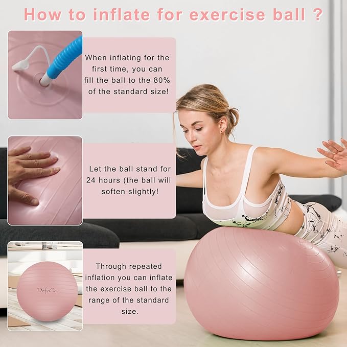 Exercise Ball, Pilates Ball for Pregnancy, Swiss Balance Ball with Pump,Multiple Sizes Stability Ball Chair for Office, Home Gym, Fitness, Workout and Physical Therapy