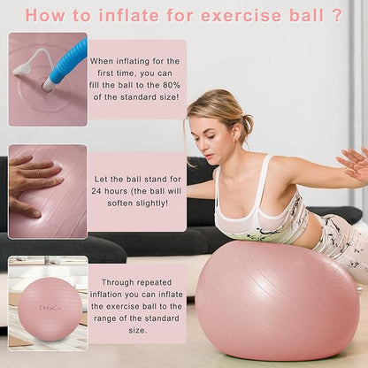 Exercise Ball, Pilates Ball for Pregnancy, Swiss Balance Ball with Pump,Multiple Sizes Stability Ball Chair for Office, Home Gym, Fitness, Workout and Physical Therapy