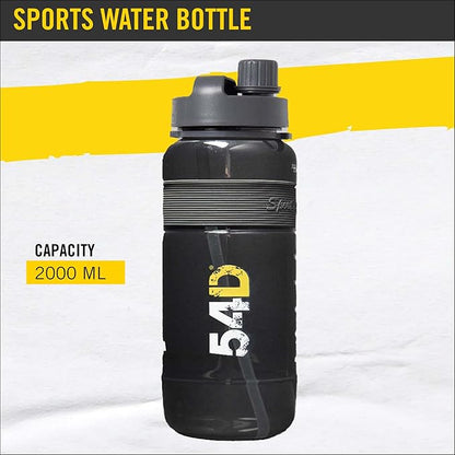 54D SPORTS WATER BOTTLE, Half Gallon Water Bottle with Time Marker, Motivational Water Bottle with Straw, for Fitness and Outdoor Activities
