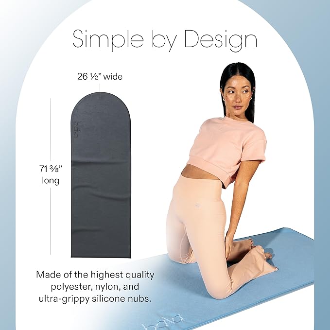 Bala Play Mat Towel, Charcoal - Non-Slip Absorbent Gym Towels Designed for Sweat, Hot Yoga, Pilates & Core Training Workouts - Fitness & Exercise Gear Essentials for Working Out - Men & Women