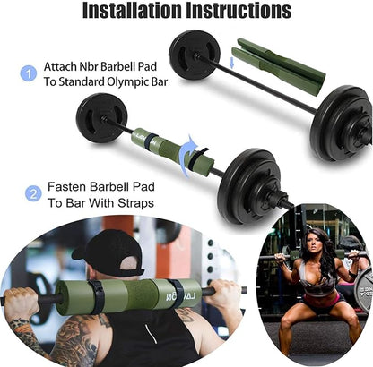 Squat Pad - Foam Barbell Pad for Squats Cushion, Lunges & Bar Padding for Hip Thrusts - Standard Weight Bar Pad - Provides Cushion to Neck and Shoulders While Training
