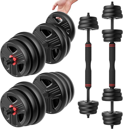 Adjustable Dumbbell Set, 20/30/40/60/80 lb Free Weight Set with Connector, 3-in-1 Design for Dumbbell, Barbell, and Weight Plate Training, Home Gym Fitness Equipment for Men and Women
