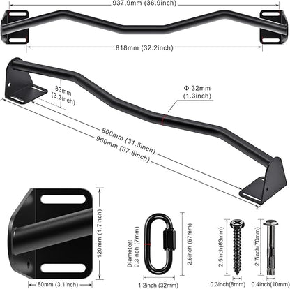 Kipika Heavy Duty Wall Mounted Doorway Pull Up Bar, Multifunctional Chin Up Bar, Portable Fitness Door Bar, Body Workout Home Gym System