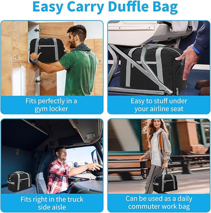 Small Gym Bag 14 inch lightweight Carry On Mini Duffel Bag with Shoe Compartment for Travel Sport - Black/Grey