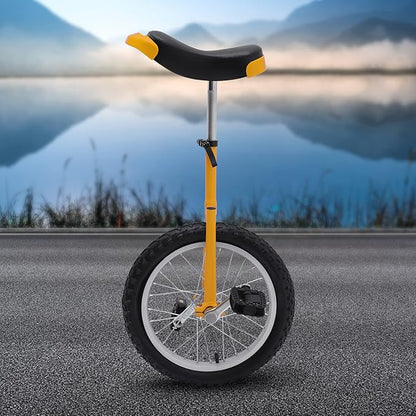 16/24 Inch Wheel Unicycle with Steel Rim, Unicycle Electric Wheel Skidproof Mountain Tire Cycling Sports Exercise with Adjustable Seat, Adults Kids Outdoor Sports Fitness Exercise Tool