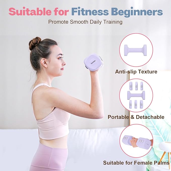 Adjustable Dumbbell Set of 2, 4 in 1 Free Weights Dumbbells Set for Women with Fast Adjustment, Each 2lb 3lb 4lb 5lb Hand Weights Set for Home Gym & Outdoor Exercise Training