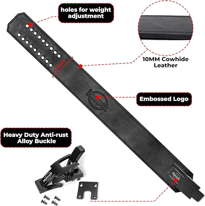 Genuine Leather Lever Weight Lifting Belt |10mm | Gym Belts | Weight Lifting Belts for Men and Women | Grain Leather Weightlifting Belt | Workout Belt | Powerlifting Belt for Back Support | Squats