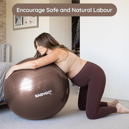 BABYGO Birthing Ball - Pregnancy Yoga Labor & Exercise Ball & Book Set Trimester Targeting, Maternity Physio, Birth & Recovery Plan Included Anti Burst Eco Friendly