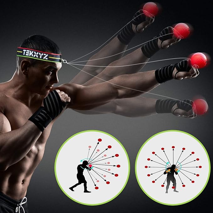 TEKXYZ® Reflex Ball with Counter App | Online Community for Boxing Ball, Perfect for Reaction, Agility, Punching Speed, Fight Skill and Hand Eye Coordination | Stocking Stuffer Gift for All Ages