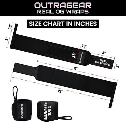 18" OG-Grade Wrist Wraps for Weightlifting – Heavy Duty Wrist Support with Thumb Loop & Lockdown Strap – Wrist Straps for Powerlifting, Bench Press & Gym Training
