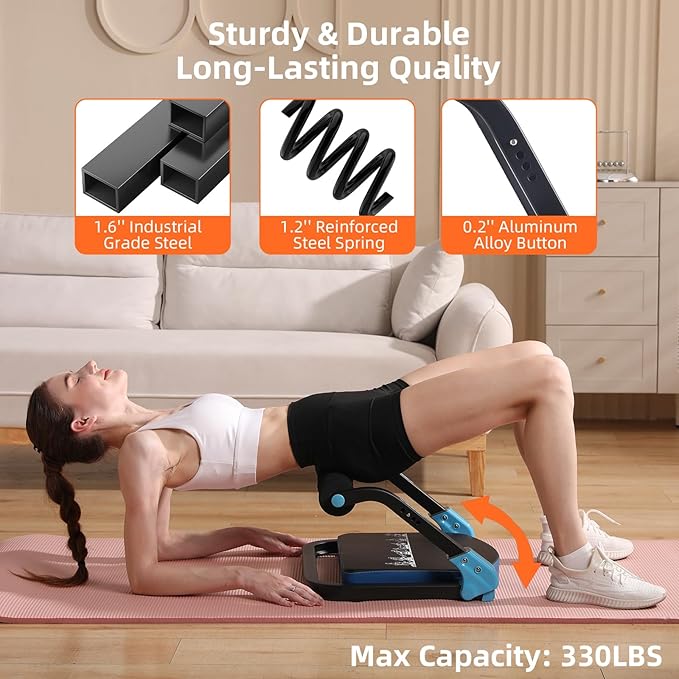 Ab Machine with Resistance Bands for Abdominal Exercise - 3 Levels Adjustable Sit-Up Exercise Equipment for Home Gym, Core & Full Body Workout