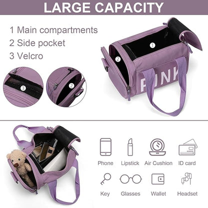 Mini Small Crossbody Bag Gym Bag for Women Men, Cute Small Duffle Bag Aesthetic Sports Handbag, Waterproof Gym Tote Bag Portable Fitness Shoulder Bag for Sports Travel (Purple-a)