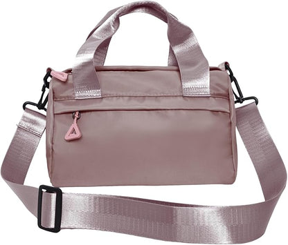 Mini Gym Bag Sport Bag Adjustable Small Duffle Bag Detachable Strap Gym Tote for Women Men Portable Fitness Shoulder Bag for Sports Travel (Pink)