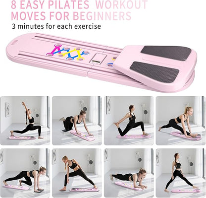 Pilates Board, Foldable Pilates Reformer Set for Home Workout with Timer, 6-in-1 Multifunctional Portable Reformer Pilates Machine at Home Pilates Equipment for Fitness, Exercise, Abs, Core Training