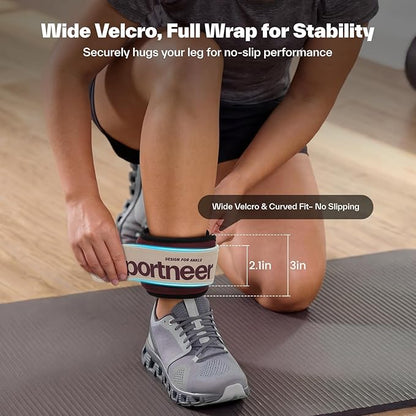Sportneer Ankle Weights 0.5/1/2/3/5 LBS 1 Pair Wrist Leg Arm Weights for Women Men Kids Child with Adjustable Straps, Strength Weighted for Jogging Running Walking Fitness Gym Workout