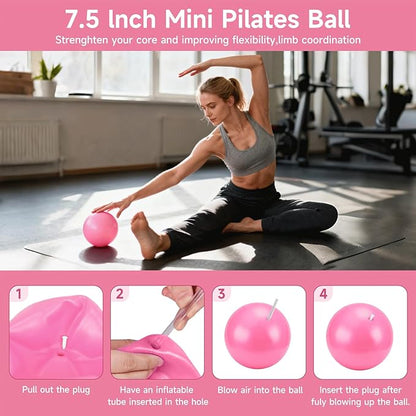 SAN LIKE Home Pilates Essentials Kit for Women, Pilates Equipment Ring and Ball Set, 12'' Magic Circle, Yoga Ball,8 Resistance Bands Premium Accessories Kits for Starter Toning Workouts at Home