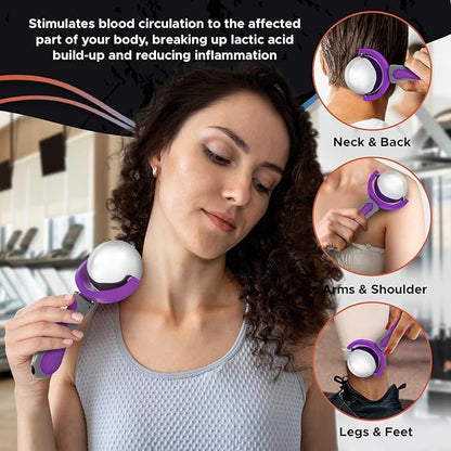 PRIME Fitness Cold Massage Roller Ball | Cold Therapy | Ice Roller Ball with Handle | cryo Stick | Relieve Muscle Pain (Purple)