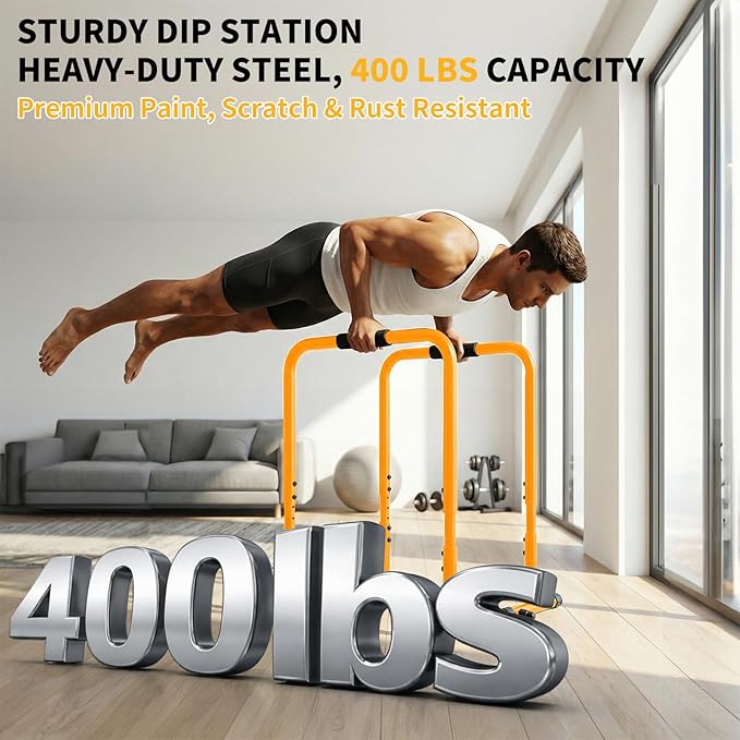 NEWBULIG Dip Bar Station, Adjustable Pull Up Bar for Doorway with Soft High-Density Foam Handles, Heavy Duty Dip Stands for Home, Gym, Patio, Office