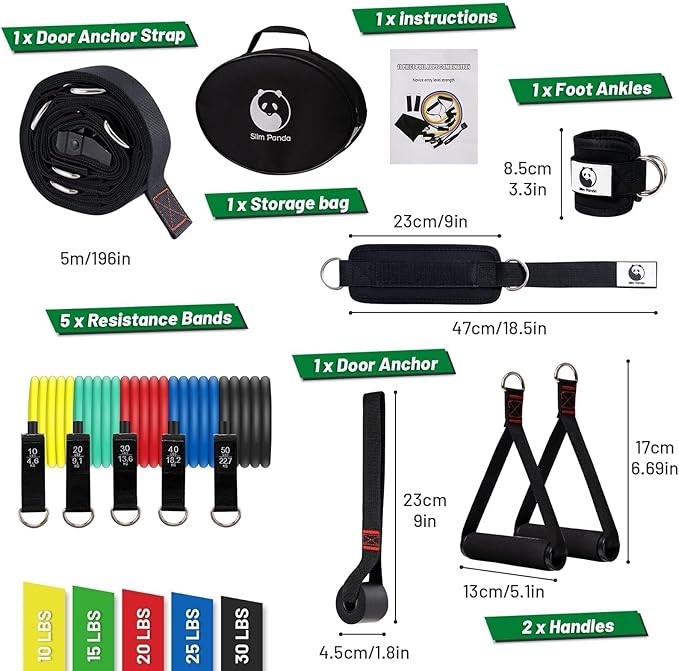 Slim Panda Door Anchor Strap for Resistance Bands, Door Resistance Bands for Workouts, Strength Training, Portable Door Gym Attachment for Home Fitness, Multi Point Anchor Workout Equipment