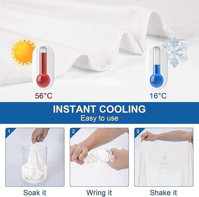 Sukeen Cooling Hoodie Towel, Cooling Towels for Neck and Face Quick Drying Absorbent, UV Protection Cooling Neck Wraps, Sport Workout Camping Cycling Cooling Towel
