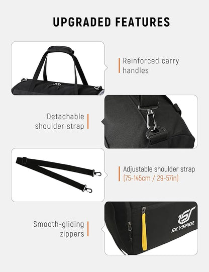 SKYSPER 30L Gym Duffel - Sports Bag Small with Wet Pocket for Sport, Travel, Fitness & Workout Men Women(Black)