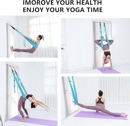 Yoga Stretching Strap, Leg Waist Back Bend Auxiliary Yoga Stretch Band, Upgraded Version with Door Anchor 2 Resistance Rope Stretch Strap Inversion Trainer for Pilates Dance Aerial Yoga Fitness