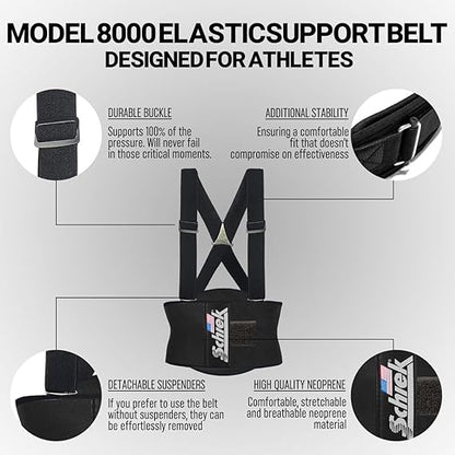 Schiek The Model 8000 Elastic Back Support Belt - Dual Force Adjustable Straps Back Support Belt - Lumbar Support