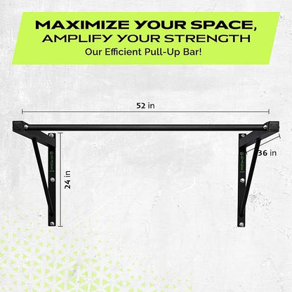Rage Fitness Heavy-Duty Wall Mounted Pull Up Bar - 500 lbs Weight Capacity | Maintain Upper Body Strength & Core Stability | Space Efficient Steel Chin Up Black Bar for Home & Gym Versatile Workouts