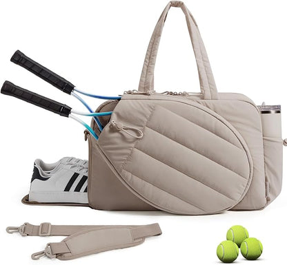 BAGSMART Tennis Gym Bag for Women, Tennis Backpack Holds 2 Rackets with Shoe Compartment, 15.6" Laptop Gym Backpacks for Court, Off-work, Everyday & Overnight Weekend