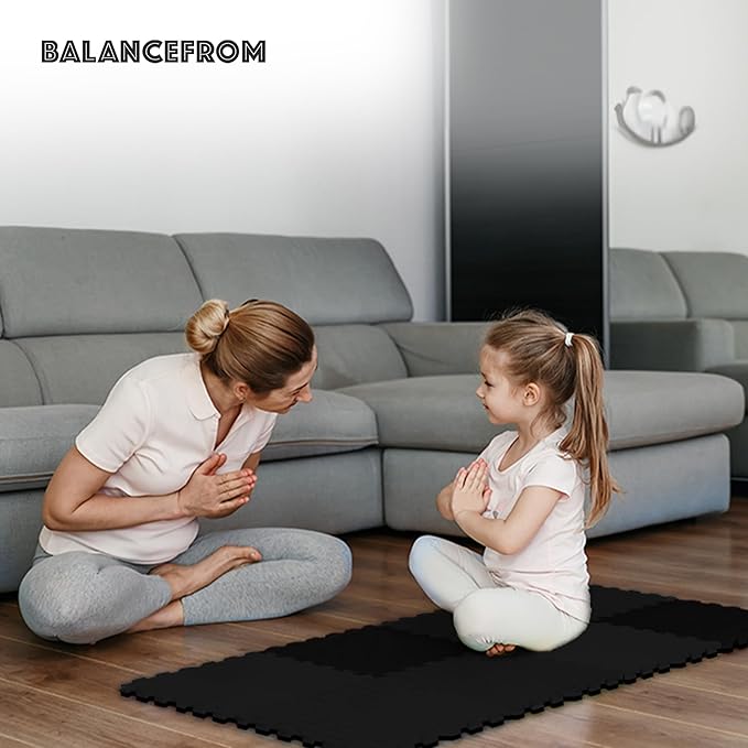 BalanceFrom Puzzle Exercise Mat 1/2" Thick, EVA Interlocking Foam Floor Tiles for Home Gym, Mat for Home Workout Equipment, Floor Padding for Kids, Multiple Sizes and Colors