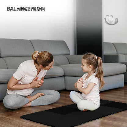 BalanceFrom Puzzle Exercise Mat 1/2" Thick, EVA Interlocking Foam Floor Tiles for Home Gym, Mat for Home Workout Equipment, Floor Padding for Kids, Multiple Sizes and Colors