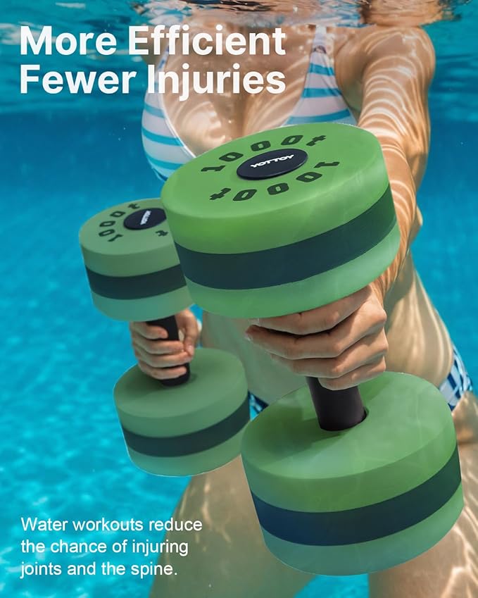 YOTTOY Water Dumbbells for Pool Exercise,Foam Aquatic Dumbbells for Water Aerobics,Resistance Training & Physical Therapy,Pool Weights for Water Workouts,Aqua Fitness,Set of 2