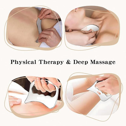 2-in-1 Stainless Steel Gua Sha Muscle Scraper Tool Set - for Myofascial Release, Physical Therapy & Deep Tissue Massage（S&D）