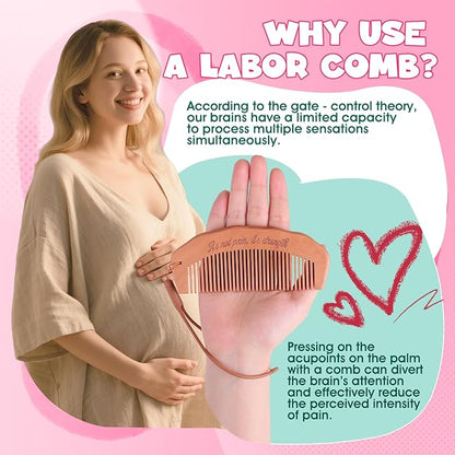 Wooden Birth Comb, Pregnancy Must Haves Labor Comb, Labor and Delivery Essentials, Thoughtful Gifts for Expectant Moms