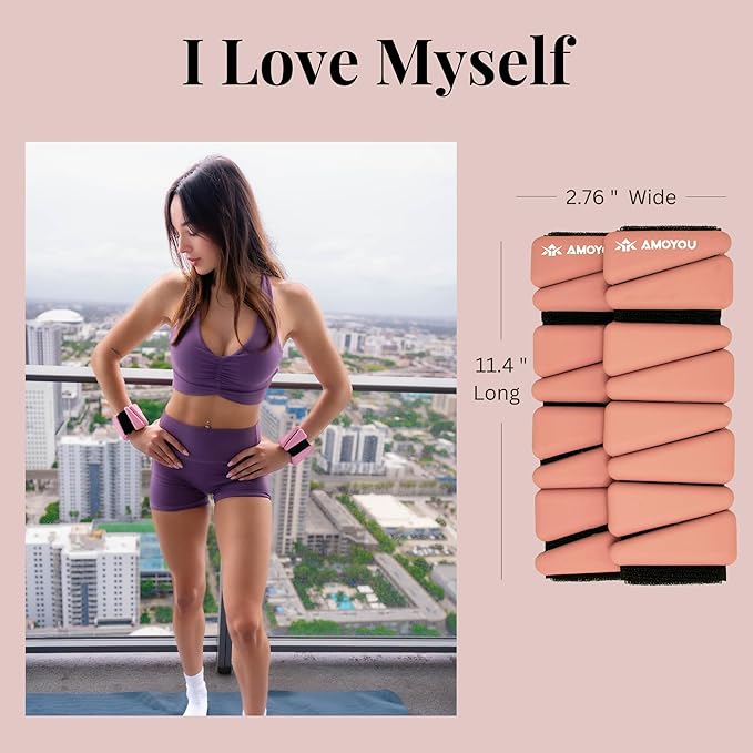 AMOYOU Wrist & Ankle Weights for Women – 2 lb Ankle Weights (Set of 2, 1 lb Each) | Arm Weights for Women | Leg Weights for Walking, Yoga, Cardio & Strength Training
