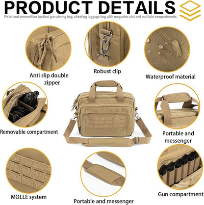 VEAGIA Range Bag,Pistol Case,Gun Range Bags For Handguns And Ammo Pouch 2 Pistols Soft Carrying Shooting Bag