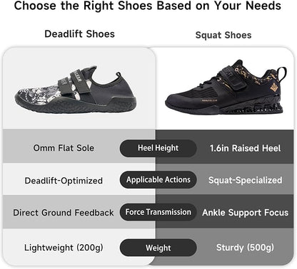 MANUEKLEAR Deadlift Shoes - Weight Lifting Shoes for Men Women - Weightlifting Squat Shoes Fitness Cross-Trainer Barefoot Gym Training Sneakers